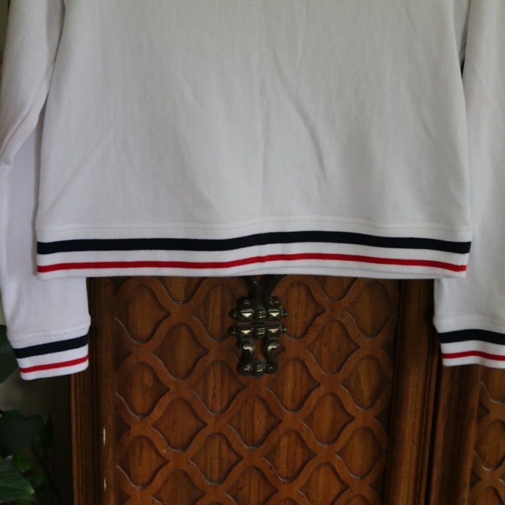 TOMMY HILFIGER SPORT Oversized Cropped Sweatshirt - White/stripes, Size S - Picture 5 of 14